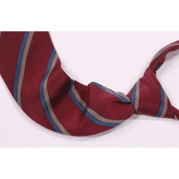 Chanel Paris Dark Pink/Blue/Gray Striped Silk Handmade Necktie Tie - Picture 1 of 5